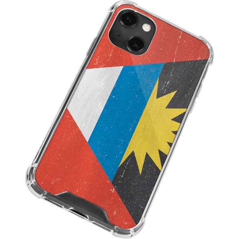 Antigua and Barbuda Flag Distressed iPhone 15 Plus Clear Case